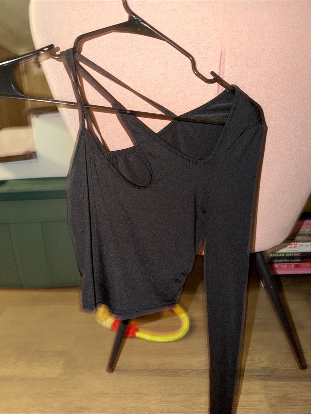 SHEIN Black Long Sleeve Strappy Top